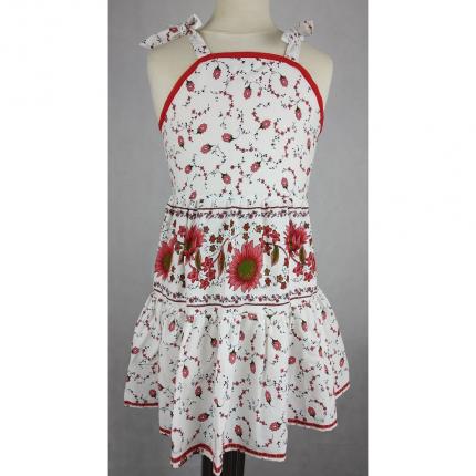 Robe provençale enfant, Blanc et Rouge Tournesol