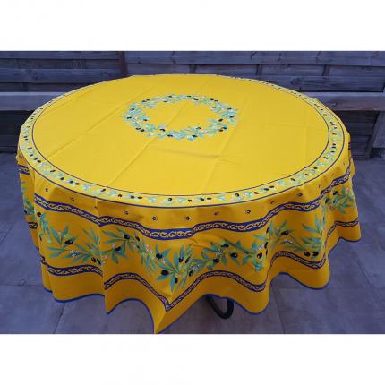 Nappe ronde ramatuelle jaune et bleu