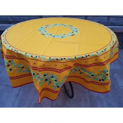 Nappe ronde ramatuelle jaune et rouge