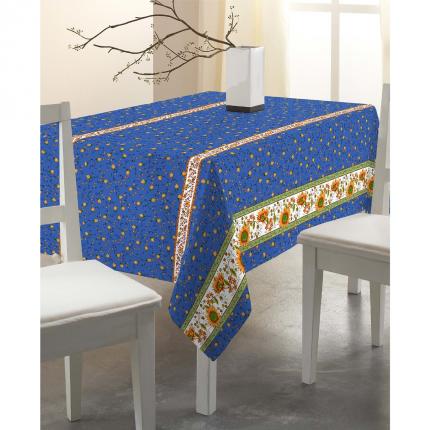 Nappe rectangulaire jaune  et bleu tournesol