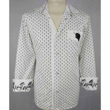 Chemise trident blanc poche taureau