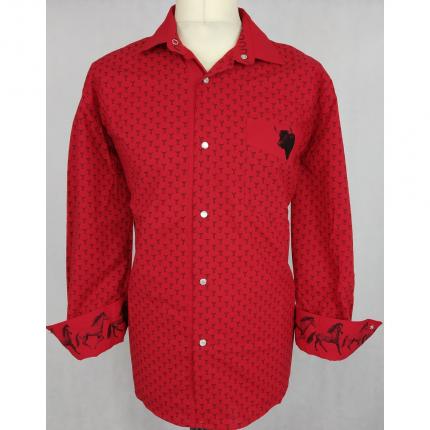 Chemise trident rouge poche taureau