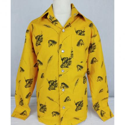 Chemise enfant  taureau et cheval jaune