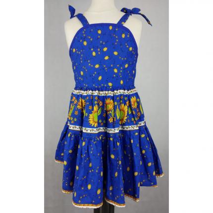 Robe provençale enfant, Blue et Jaune Tournesol