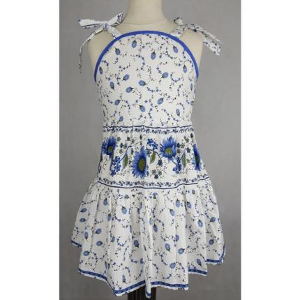 Robe provençale enfant, Blanc et  Blue Tournesol