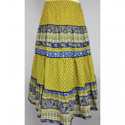Jupe provençale femme uni bleu et jaune tournesol