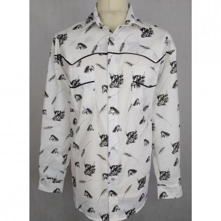 Chemise empiècement taureau et cheval blanc