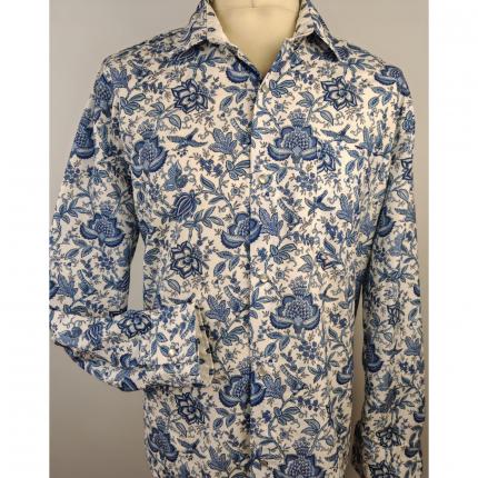 Chemise Valdrome bleu fleurie
